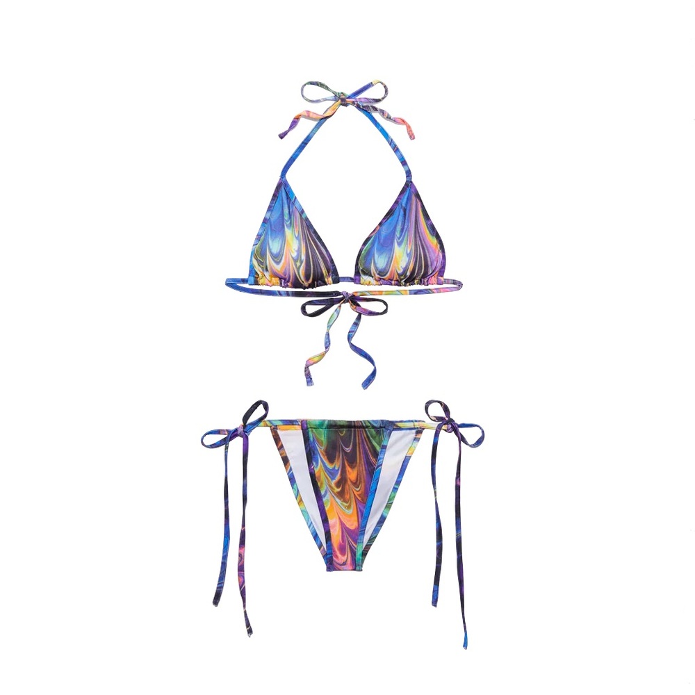 Kim Shui Multicolor Marble-Print Two-Piece Swim